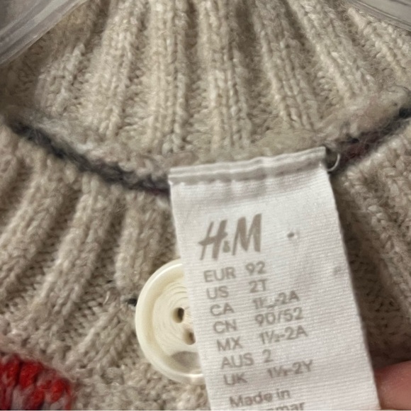 H&M Girls Holiday Plaid Cardigan Sweater Button Up Size 2T - Picture 3 of 5